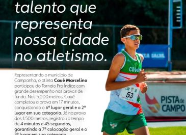 Representando o município de Campanha, o atleta Cauê Marcelino participou do Torneio Pro Índice.